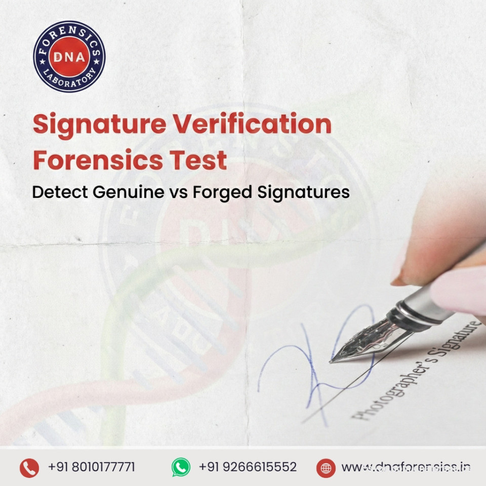 Signature Verification Forensics Test – Detect Genuine vs Forged Signatures

Signature verification is a scientific process used to authenticate an individual’s identity by analyzing handwritten signatures. If there is suspicion of signature forgery, a forensic signature verification test can help identify variations between genuine and forged signatures with accuracy. This test plays a crucial role in legal and financial matters where authenticity is in question.

At DNA Forensics Laboratory, signature verification services are provided for cases involving forgery, cheating, disputed signatures, will authentication, and alleged fraud. Each case is examined using advanced forensic techniques and sophisticated technology to ensure reliable and court-admissible results.

For expert assistance and detailed information, call +91 8010177771 or WhatsApp +91 9266615552 to schedule an appointment today.

Visit us: https://www.dnaforensics.in/tests/forensic-tests/signature-verification/

#signatureverification