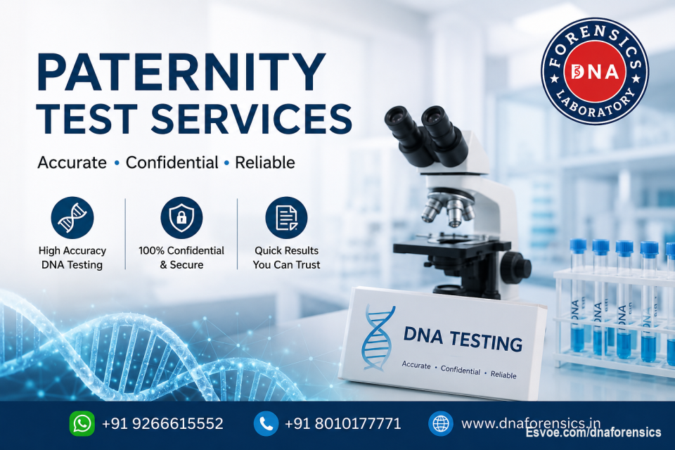 Fast And Secure Paternity Test Services

A Paternity DNA Test is a highly accurate and scientifically proven method used to confirm the biological relationship between a child and an alleged father. The test analyzes specific DNA markers inherited from both parents, ensuring dependable and precise results with complete confidentiality.

DNA Forensics Laboratory Pvt. Ltd. provides fast, secure, and confidential paternity DNA testing services across India. Using advanced DNA technology and strict quality standards, we deliver reliable results for personal, legal, and peace-of-mind purposes. Our expert team ensures a smooth testing process with complete privacy and professional support.

Call us at +91 8010177771 or WhatsApp us at +91 9266615552.

For more details : https://www.dnaforensics.in/tests/dna/peace-of-mind/paternity-dna-test/

#PaternityTest #DNATestIndia #PaternityTesting #DNAResults #DNAForensics