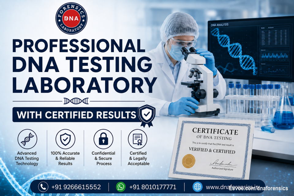 Professional DNA Testing Laboratory with Certified Results

Accurate DNA testing requires advanced technology, expert analysis, and reliable laboratory standards. DNA Forensics Laboratory Pvt. Ltd. provides professional DNA testing services with certified results for personal, legal, and relationship verification needs.

Our NABL-accredited and ISO-certified laboratory uses advanced genetic testing methods to deliver accurate, confidential, and legally acceptable DNA test reports. With a focus on quality, privacy, and precision, we deliver trusted results through a secure, professional testing process across India.

Call us at +91 8010177771 or WhatsApp us at +91 9266615552.

For more details: https://www.dnaforensics.in/

#dnatesting #dnatestindia #certifieddnatest #forensicdnalab #genetictesting