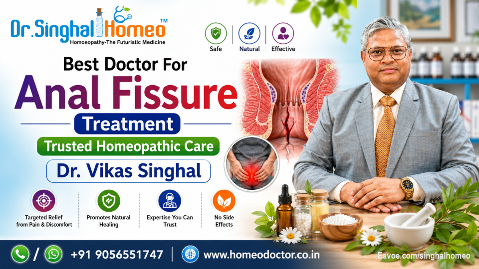 Best Doctor For Anal Fissure Treatment" | "Trusted Homeopathic Care, Dr. Vikas Singhal

An anal fissure is a small tear in the anus lining, often caused by hard stools or constipation. It can lead to pain, bleeding, and discomfort during bowel movements. Treatment may involve dietary changes, medications, and sometimes minor surgery.

If you are struggling with an anal fissure, you have to visit Dr. Singhal Homeo Clinic. Dr. Vikas Singhal is dedicated to helping you feel your best. Our homeopathic medicines relieve symptoms while also addressing their root causes. We tailor your treatment to fit your unique symptoms, medical history, and lifestyle.

He has over 23 years of experience and provides customized homeopathic treatments for various conditions, including anal fissures. To learn more or book an appointment, please call or WhatsApp us at +91 9056551747. Visit us: https://homeodoctor.co.in/best-homeopathic-medicine-and-treatment-for-anal-fissure-in-india/

#AnalFissure
#CausesofAnalFissure
#HomeopathicThreatmentforAnalFissure
#HomeopathicMedicines
#HomeopathyforAnalFissure
#HomeopathicTreatment 
#Homeopathy
#HomeopathyforAnalFissureTreatment
#BestTreatmentforAnalFissure